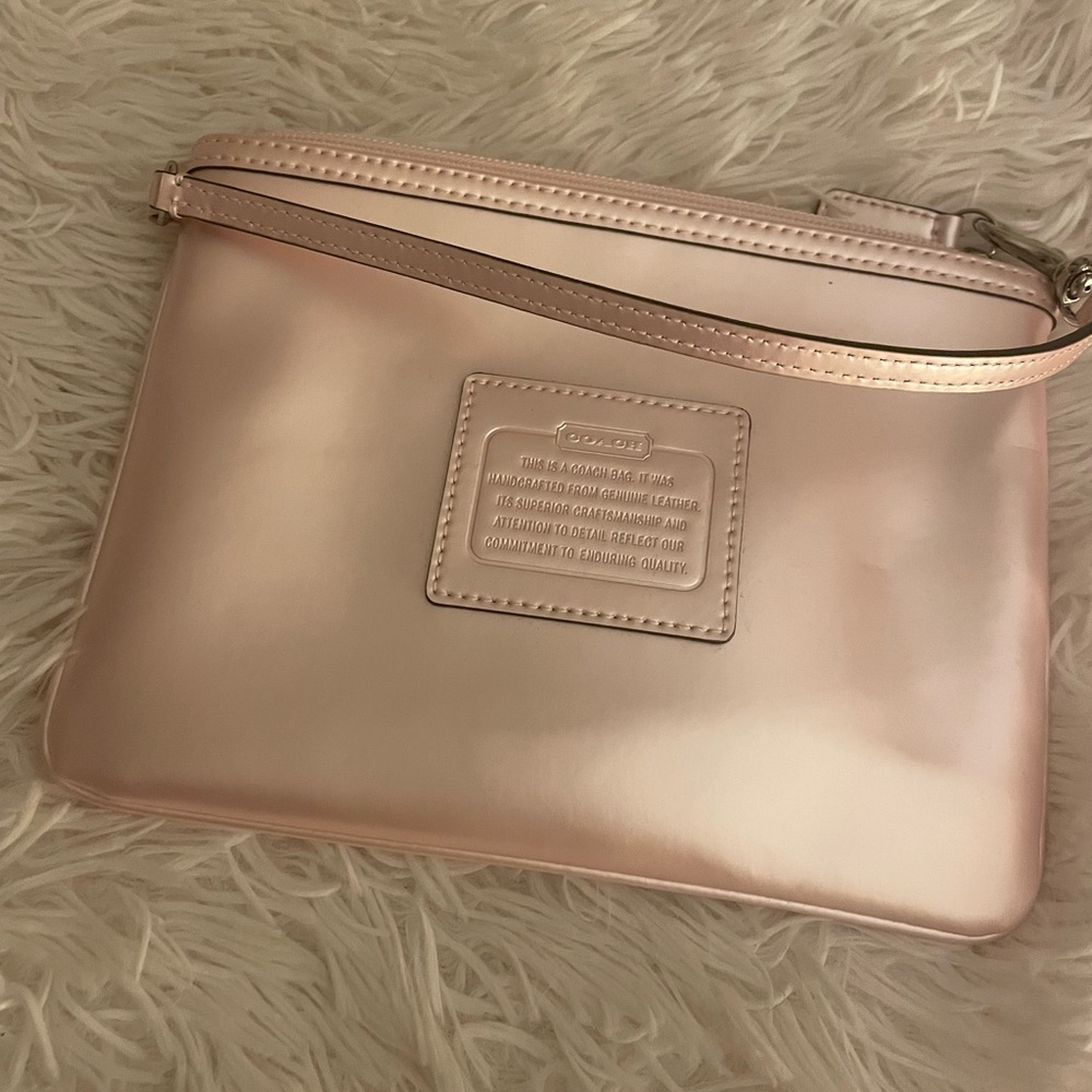 Iridescent pink large wristlet
